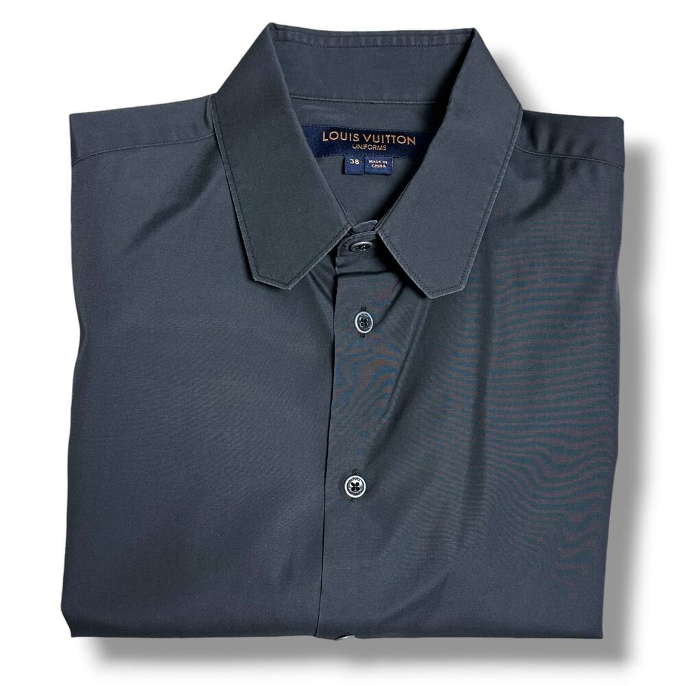 Louis Vuitton Uniforms Equipe Gray Cotton Button Down Shirt Logo Buttons Sz 38 M